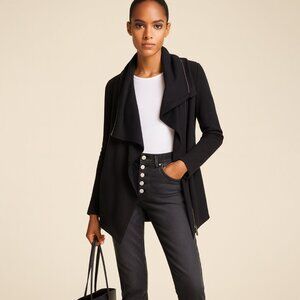 All Saints Dahlia Cascade Zip Collar Cardigan Black Size Medium